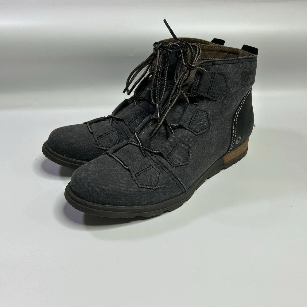 Sorel Major Lace Boots Women's Size 8.5 Gray Waterproof Canvas NL2163-010
